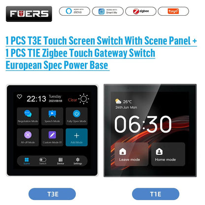 FUERS Tuya Smart Control Panel Switch Smart Home Automation System 3CH Switch Scene Panel Intelligent Home Touch Screen Zigbee - Smoothy Home