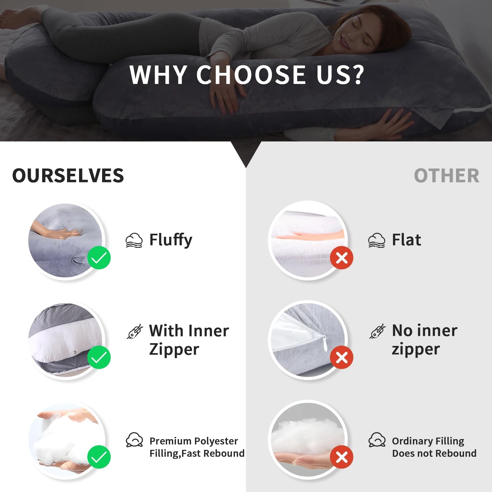 G-Shaped Full Body Pregnancy Pillow - Smoothy Home