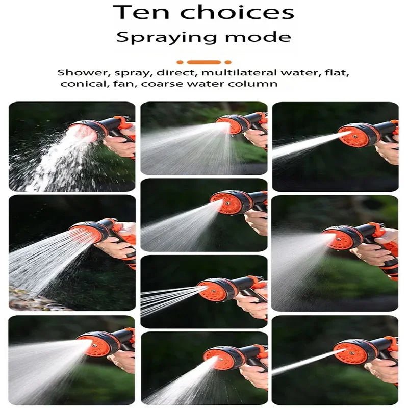 Garden Hose Nozzle 10 Function Car Wash High Pressure Water Spray Lawn Irrigation Spray Head, Vehicle Cleaning Tool Adjustable - Smoothy Home