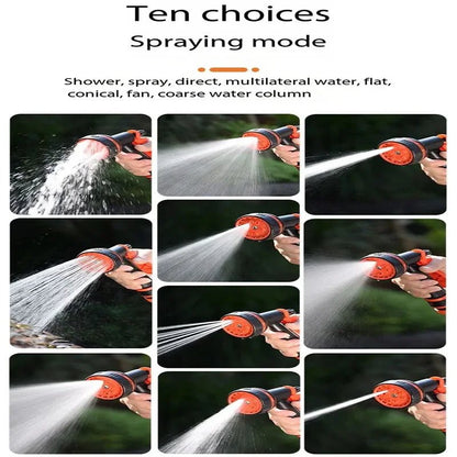 Garden Hose Nozzle 10 Function Car Wash High Pressure Water Spray Lawn Irrigation Spray Head, Vehicle Cleaning Tool Adjustable - Smoothy Home
