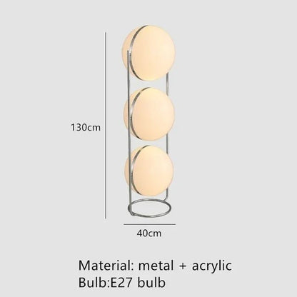 Garrault Delord Floor Lamp Chrome Metal White Acrylic Ball Floor Light Living Room Hotel Room Sofa Decoration Lamp - Smoothy Home