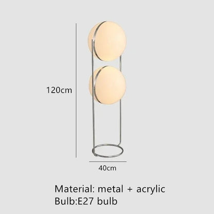 Garrault Delord Floor Lamp Chrome Metal White Acrylic Ball Floor Light Living Room Hotel Room Sofa Decoration Lamp - Smoothy Home