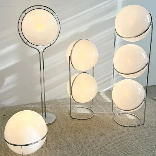 Garrault Delord Floor Lamp Chrome Metal White Acrylic Ball Floor Light Living Room Hotel Room Sofa Decoration Lamp - Smoothy Home