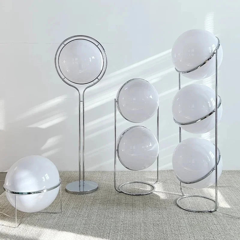 Garrault Delord Floor Lamp Chrome Metal White Acrylic Ball Floor Light Living Room Hotel Room Sofa Decoration Lamp - Smoothy Home