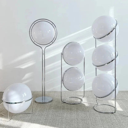 Garrault Delord Floor Lamp Chrome Metal White Acrylic Ball Floor Light Living Room Hotel Room Sofa Decoration Lamp - Smoothy Home