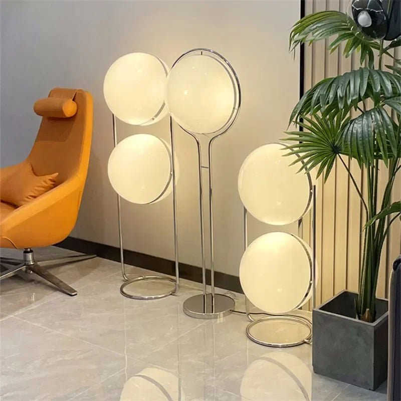 Garrault Delord Floor Lamp Chrome Metal White Acrylic Ball Floor Light Living Room Hotel Room Sofa Decoration Lamp - Smoothy Home