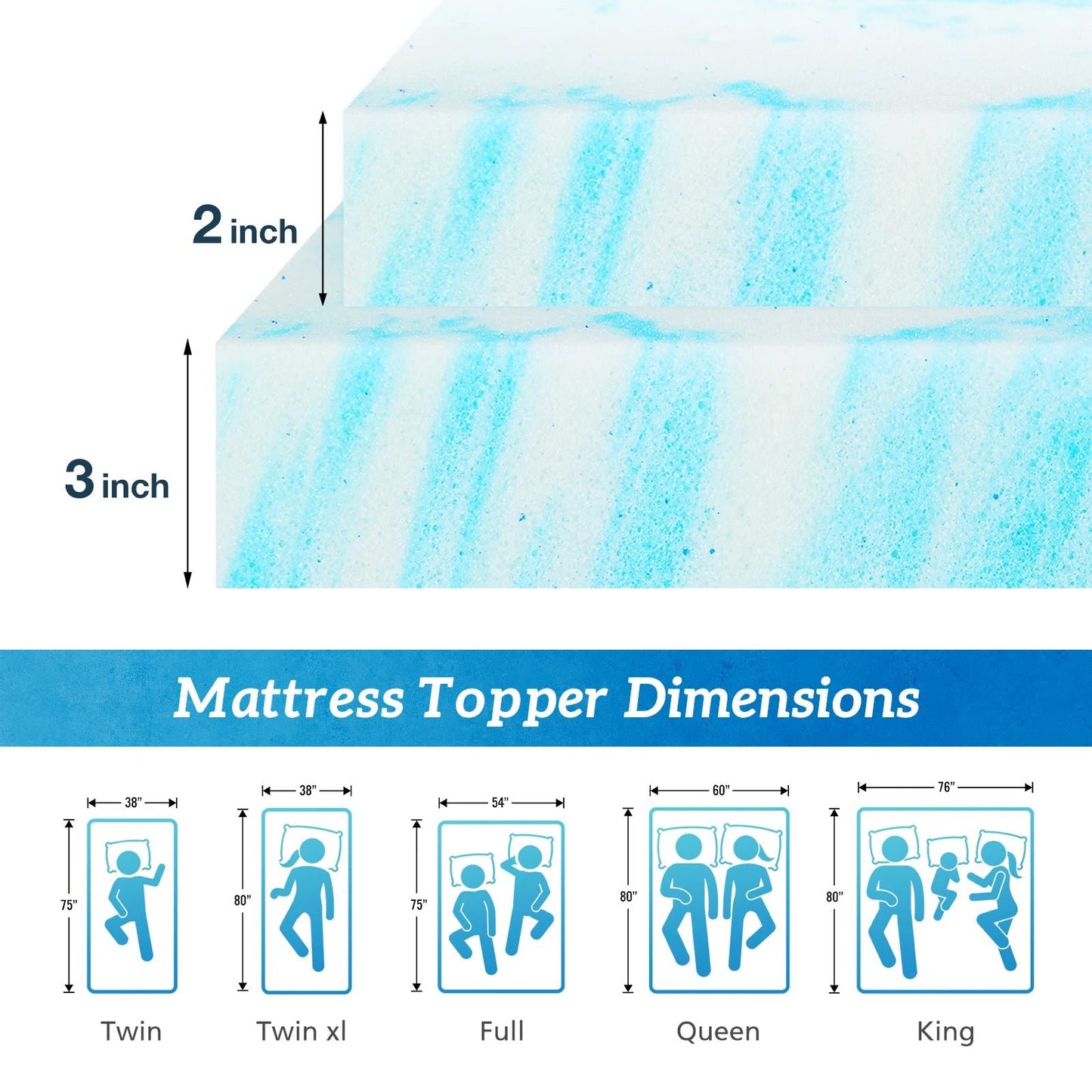 Gel Memory Foam Mattress Topper - Smoothy Home