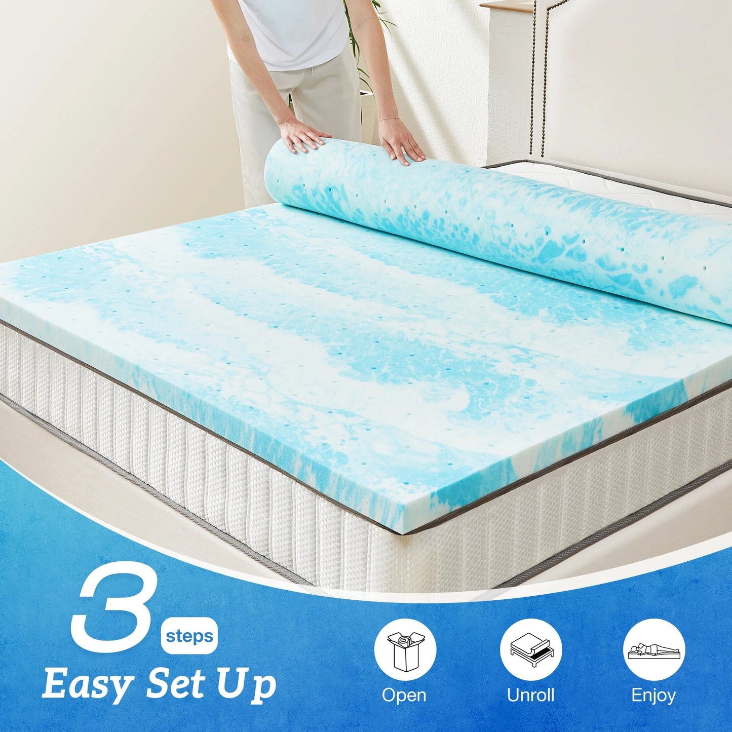 Gel Memory Foam Mattress Topper - Smoothy Home