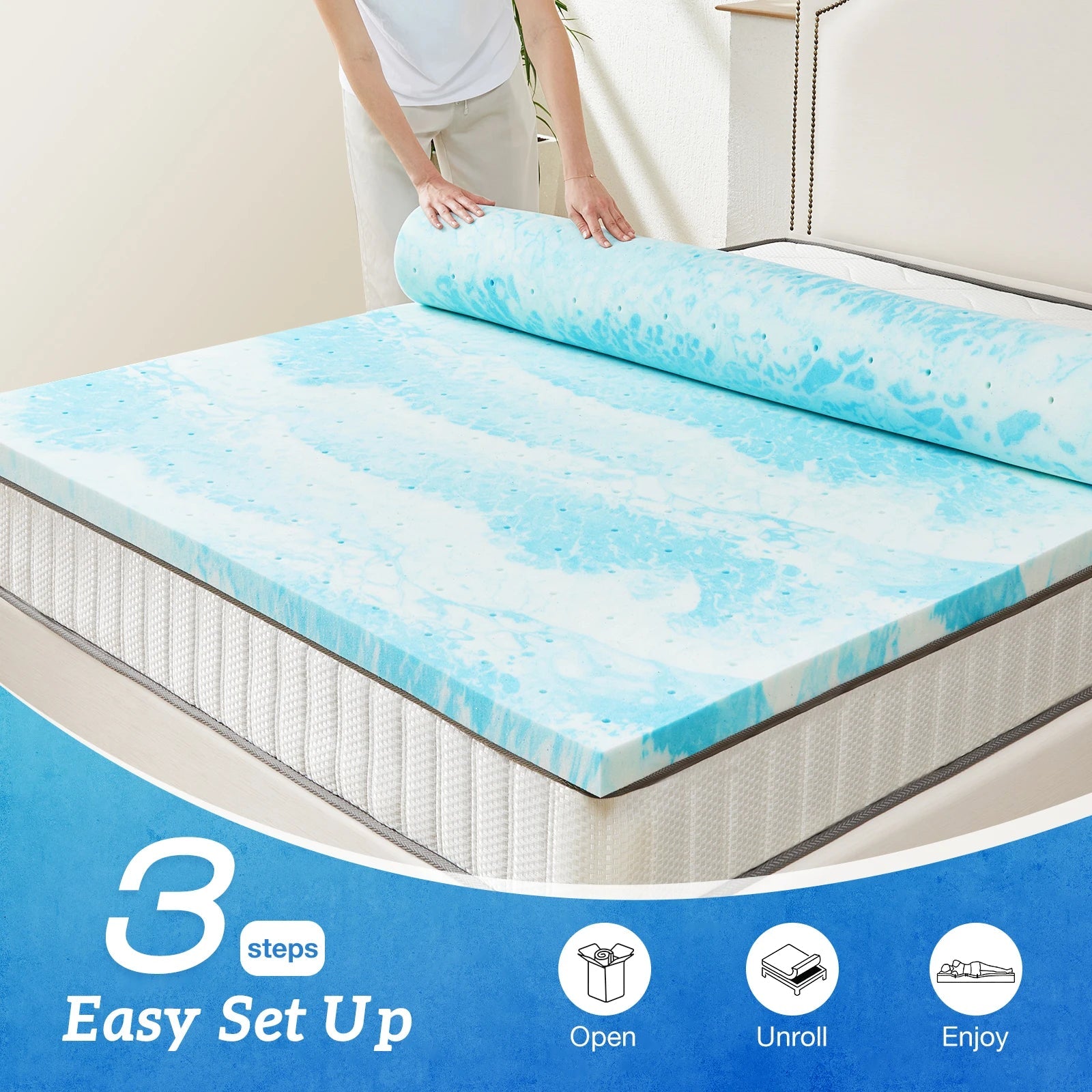 Gel Memory Foam Mattress Topper - Smoothy Home