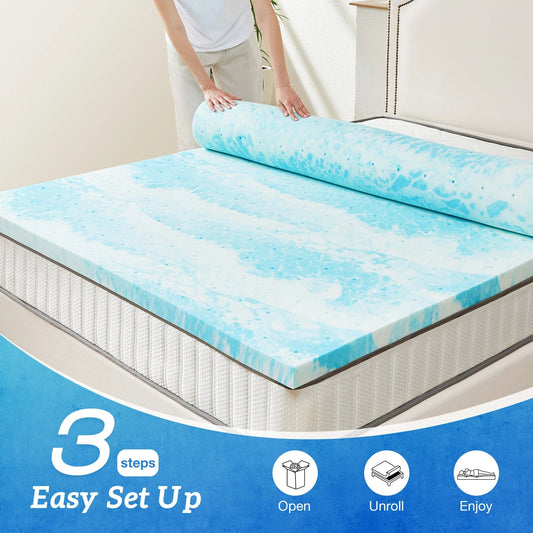 Gel Memory Foam Mattress Topper - Smoothy Home