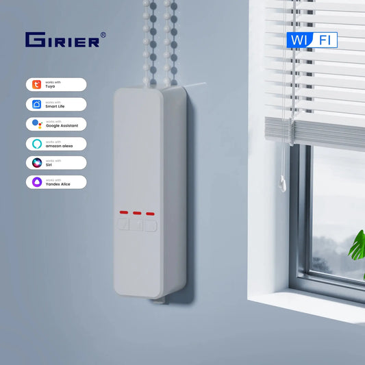 GIRIER Smart Curtain Motor WiFi Motorized Roller Shade Motor for Blinds Works with Alexa Google Home Assistant Supports Tuya APP - Smoothy Home