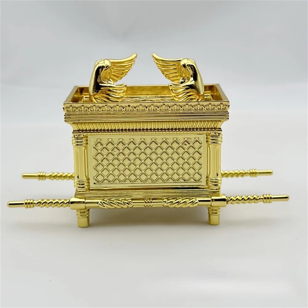 Golden Ark Covenant Figurine Commandments, Aaron’s Rod & Manna - Religious Jewelry Box, Multi-Faith Holidays, No Electricity - Smoothy Home
