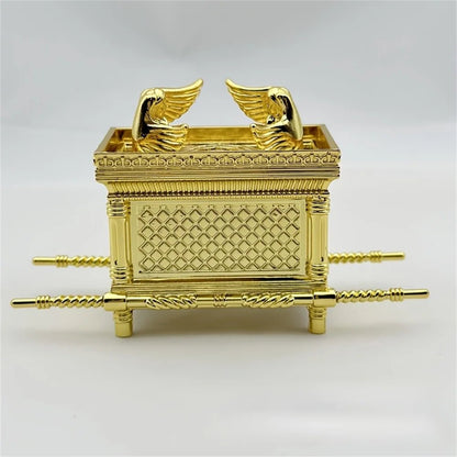 Golden Ark Covenant Figurine Commandments, Aaron’s Rod & Manna - Religious Jewelry Box, Multi-Faith Holidays, No Electricity - Smoothy Home