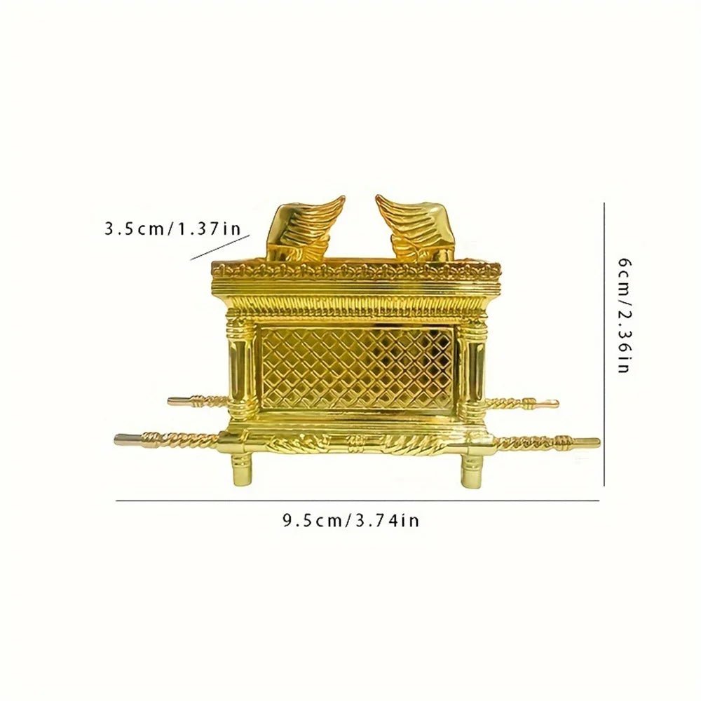 Golden Ark Covenant Figurine Commandments, Aaron’s Rod & Manna - Religious Jewelry Box, Multi-Faith Holidays, No Electricity - Smoothy Home