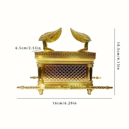 Golden Ark Covenant Figurine Commandments, Aaron’s Rod & Manna - Religious Jewelry Box, Multi-Faith Holidays, No Electricity - Smoothy Home