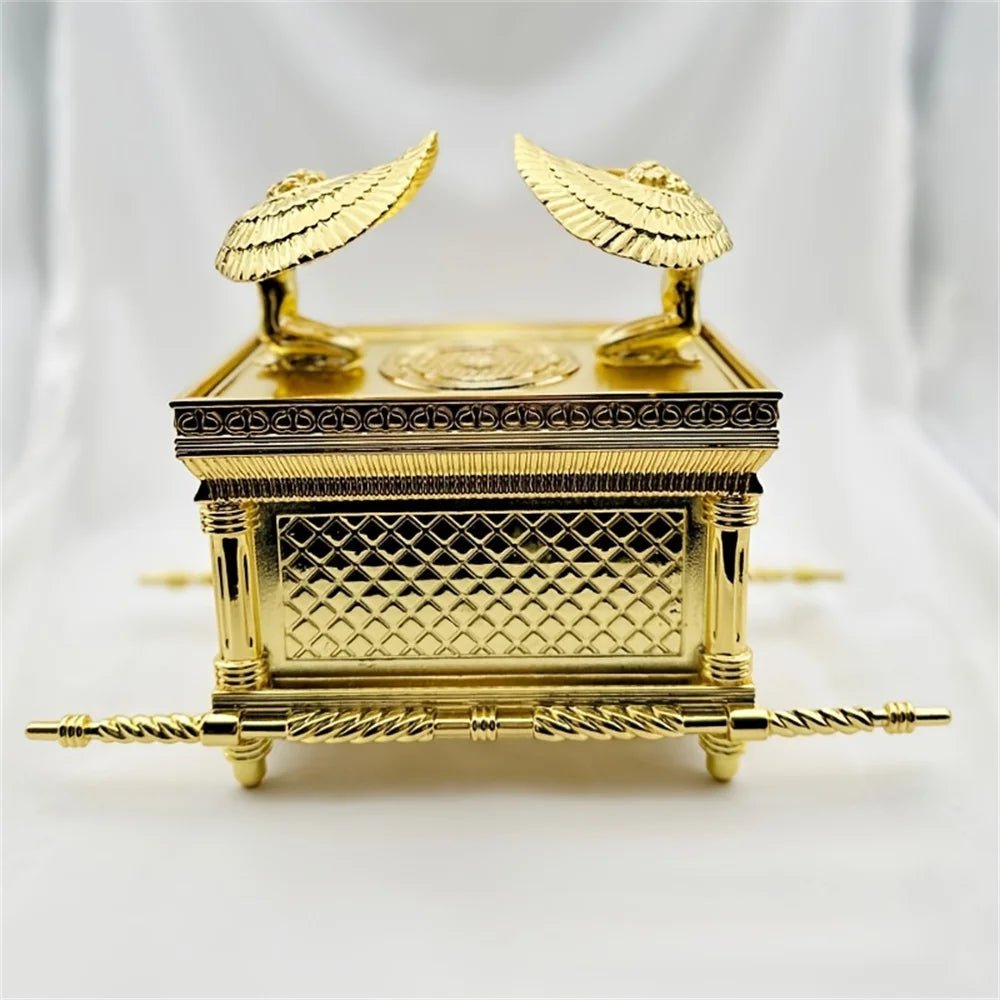 Golden Ark Covenant Figurine Commandments, Aaron’s Rod & Manna - Religious Jewelry Box, Multi-Faith Holidays, No Electricity - Smoothy Home