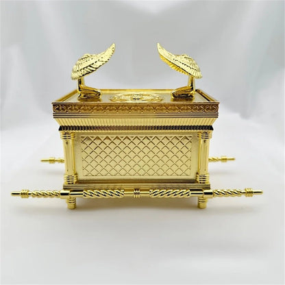 Golden Ark Covenant Figurine Commandments, Aaron’s Rod & Manna - Religious Jewelry Box, Multi-Faith Holidays, No Electricity - Smoothy Home