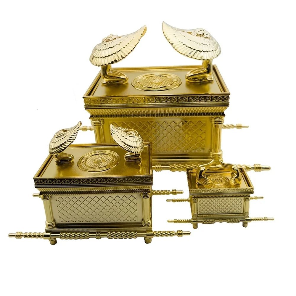Golden Ark Covenant Figurine Commandments, Aaron’s Rod & Manna - Religious Jewelry Box, Multi-Faith Holidays, No Electricity - Smoothy Home