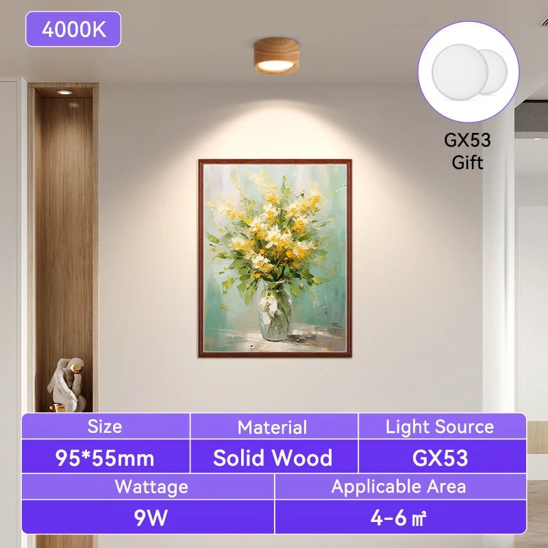 GX53 Downlight Wooden Ceiling Lamp 220V Indoor Decor Lamps Room Lighting Living Room Corridor LED Down Lights for Street Bedroom - Smoothy Home