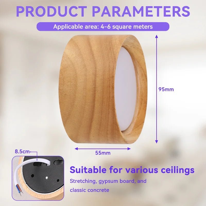 GX53 Downlight Wooden Ceiling Lamp 220V Indoor Decor Lamps Room Lighting Living Room Corridor LED Down Lights for Street Bedroom - Smoothy Home
