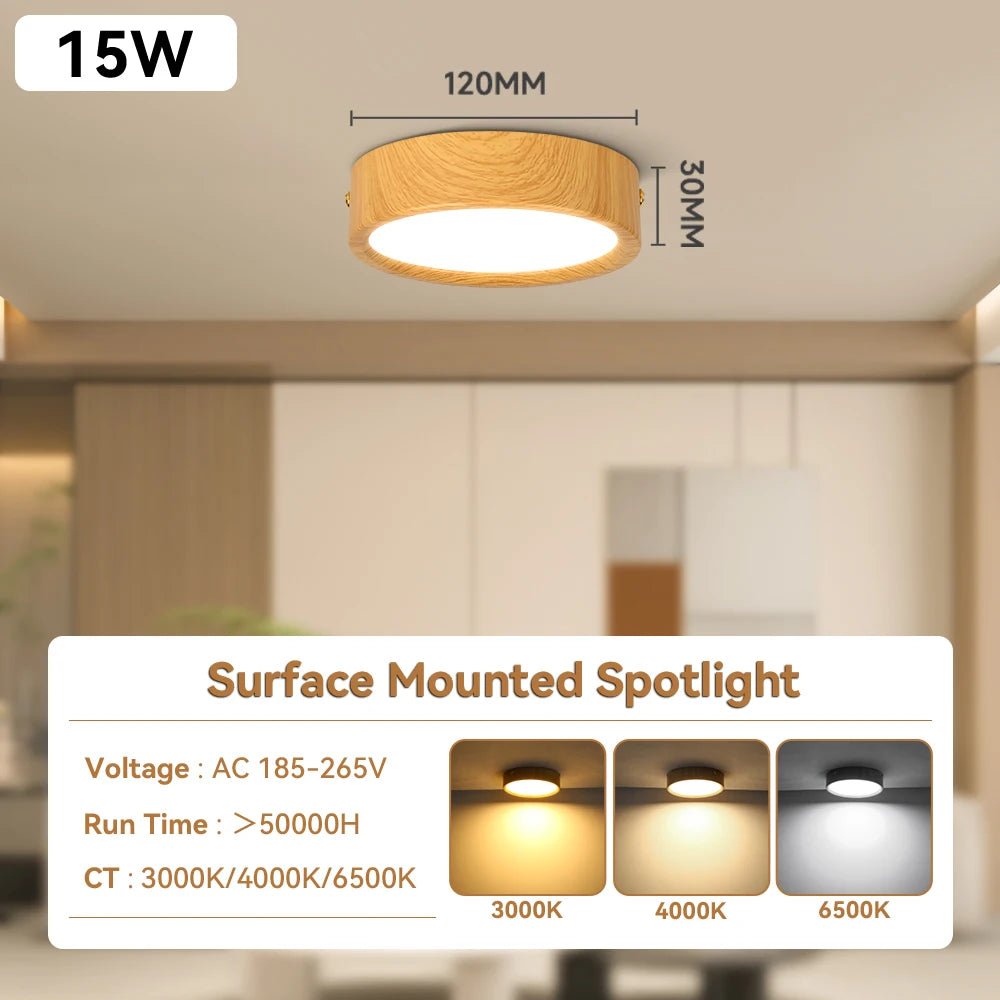GX53 Downlight Wooden Ceiling Lamp 220V Indoor Decor Lamps Room Lighting Living Room Corridor LED Down Lights for Street Bedroom - Smoothy Home