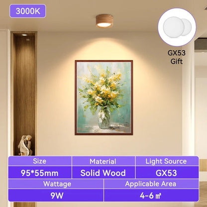GX53 Downlight Wooden Ceiling Lamp 220V Indoor Decor Lamps Room Lighting Living Room Corridor LED Down Lights for Street Bedroom - Smoothy Home