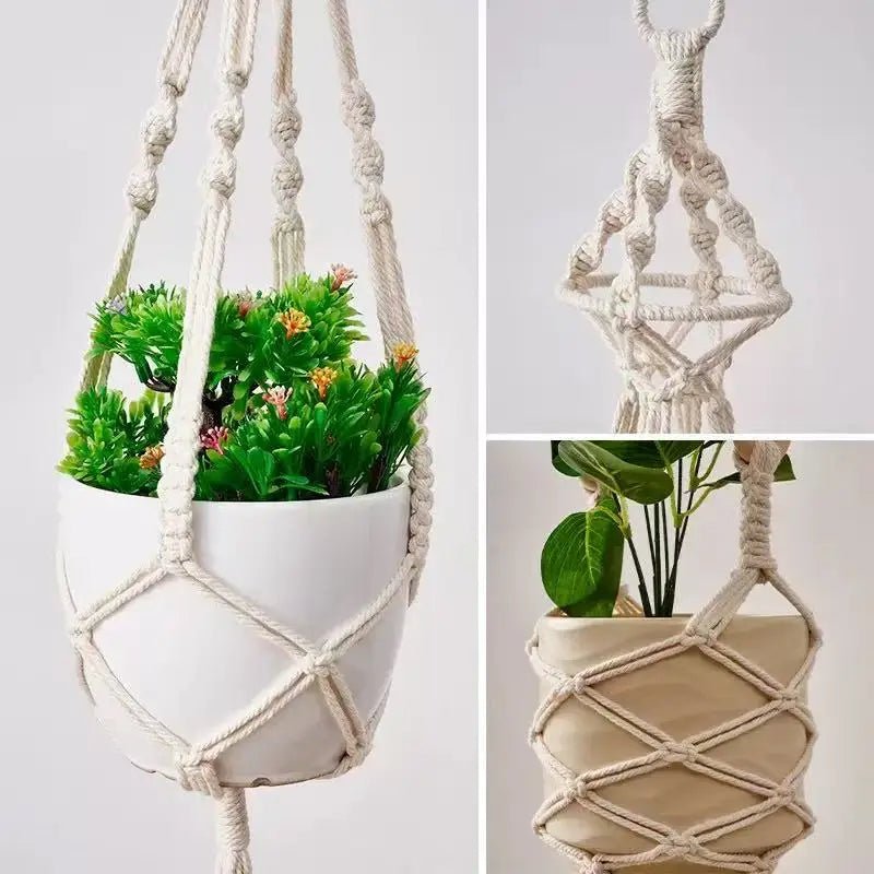 Hanging Plant Handmade Macrame Plant Hanger Flower Pot Planter Hanger Wall Decor Courtyard Garden Hanging Planter Hanging Basket - Smoothy Home