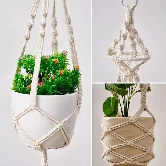 Hanging Plant Handmade Macrame Plant Hanger Flower Pot Planter Hanger Wall Decor Courtyard Garden Hanging Planter Hanging Basket - Smoothy Home