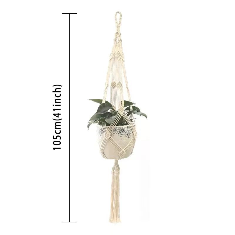 Hanging Plant Handmade Macrame Plant Hanger Flower Pot Planter Hanger Wall Decor Courtyard Garden Hanging Planter Hanging Basket - Smoothy Home