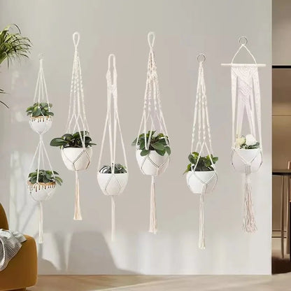 Hanging Plant Handmade Macrame Plant Hanger Flower Pot Planter Hanger Wall Decor Courtyard Garden Hanging Planter Hanging Basket - Smoothy Home
