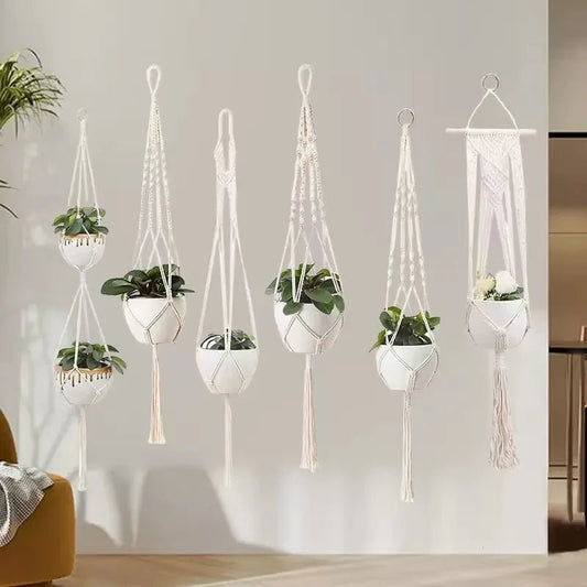 Hanging Plant Handmade Macrame Plant Hanger Flower Pot Planter Hanger Wall Decor Courtyard Garden Hanging Planter Hanging Basket - Smoothy Home