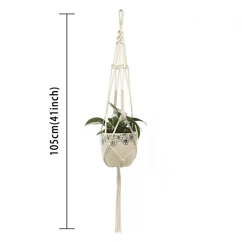 Hanging Plant Handmade Macrame Plant Hanger Flower Pot Planter Hanger Wall Decor Courtyard Garden Hanging Planter Hanging Basket - Smoothy Home