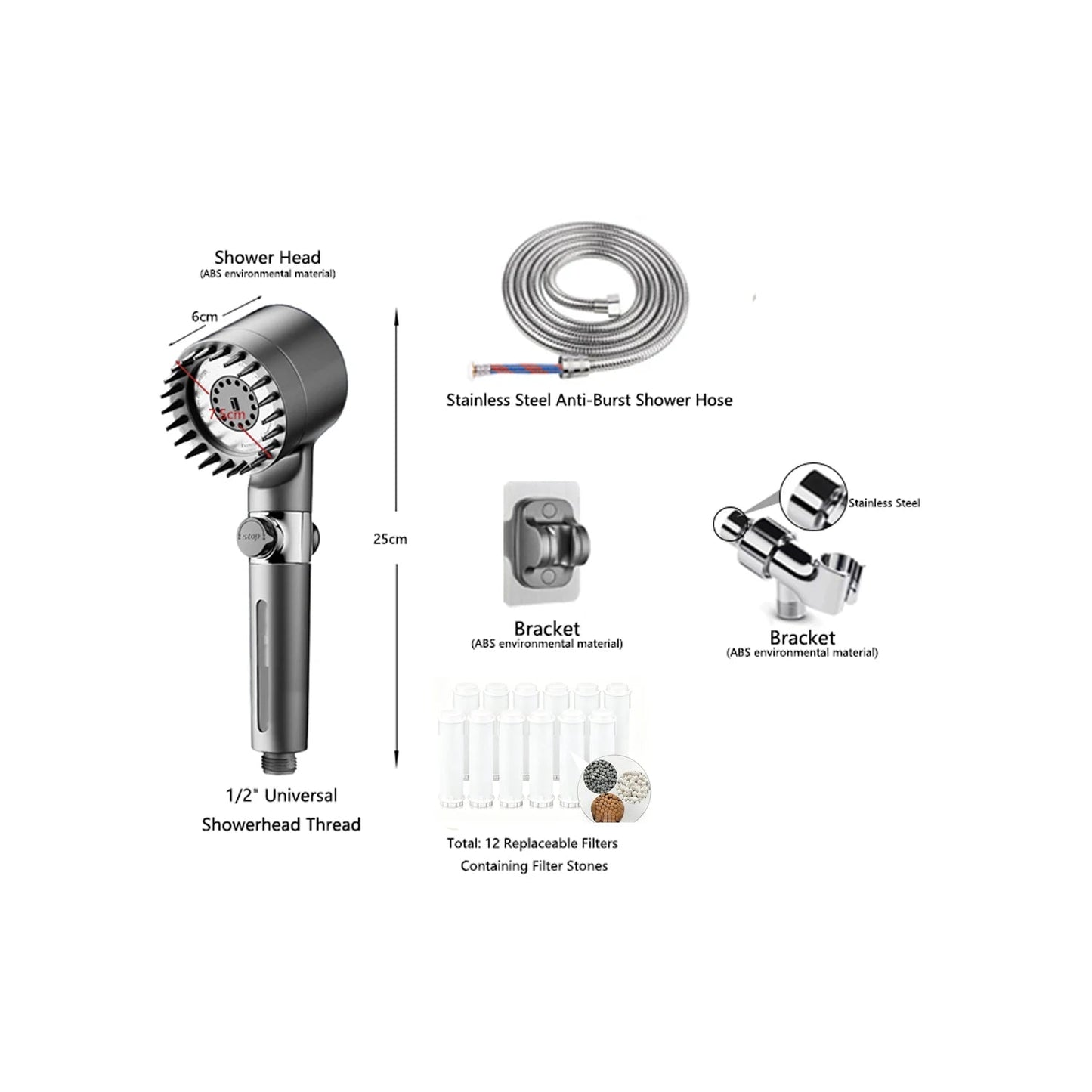 High Pressure Filtered Shower Head - Smoothy Home
