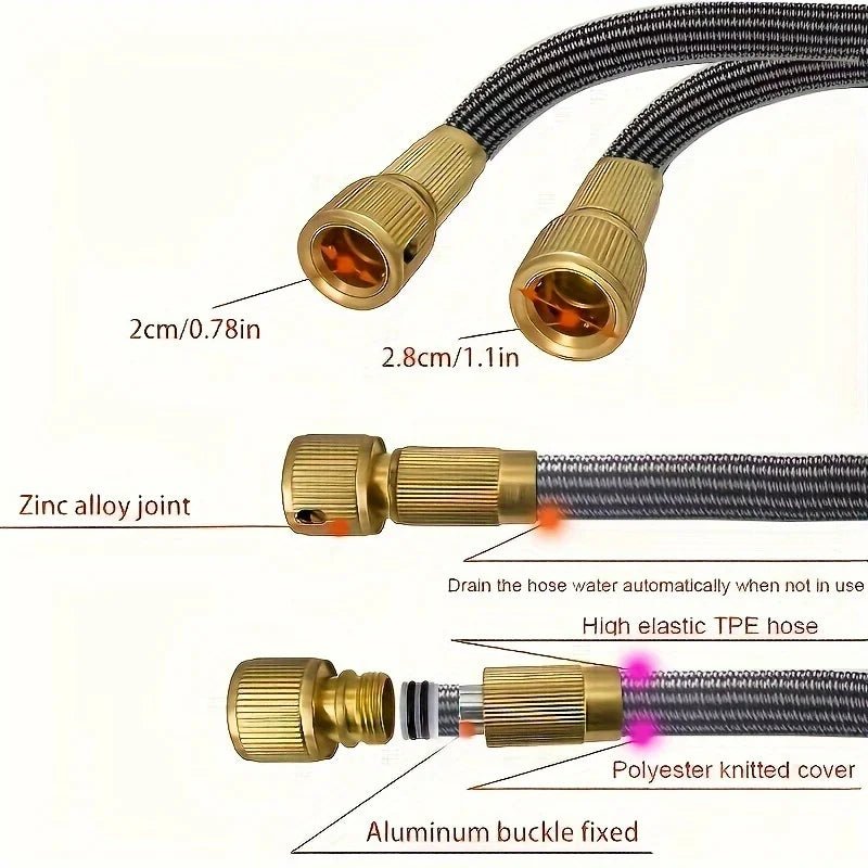 High Quality Flexible Expandable Garden Hose High Pressure Nozzle Long Rod Spray Cleaning Gun Car Washing Hose Garden Hose - Smoothy Home