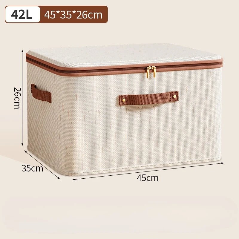 Home Wardrobe Storage Box Cotton and Linen Clothes Quilts Dust-proof Organizing Box with Lid Quilts Miscellaneous Storage Box - Smoothy Home