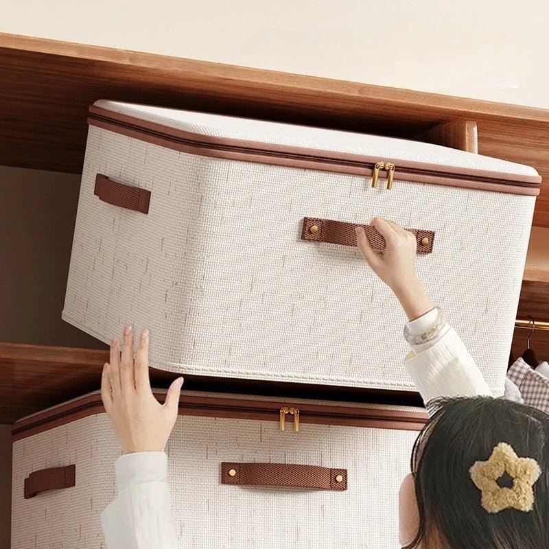 Home Wardrobe Storage Box Cotton and Linen Clothes Quilts Dust-proof Organizing Box with Lid Quilts Miscellaneous Storage Box - Smoothy Home