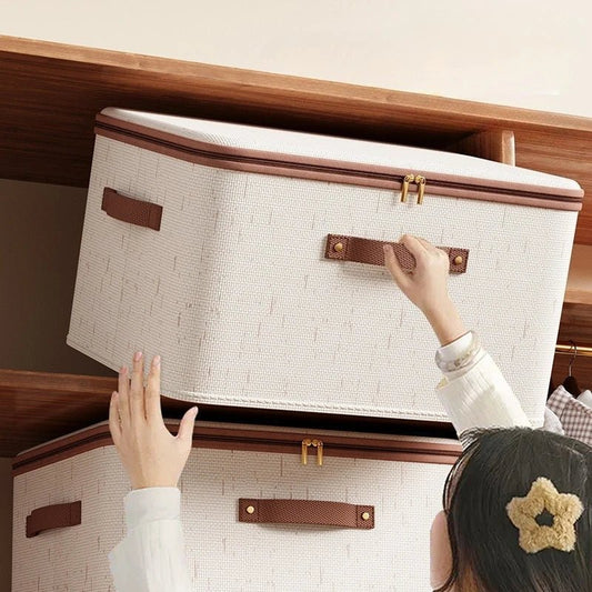 Home Wardrobe Storage Box Cotton and Linen Clothes Quilts Dust-proof Organizing Box with Lid Quilts Miscellaneous Storage Box - Smoothy Home
