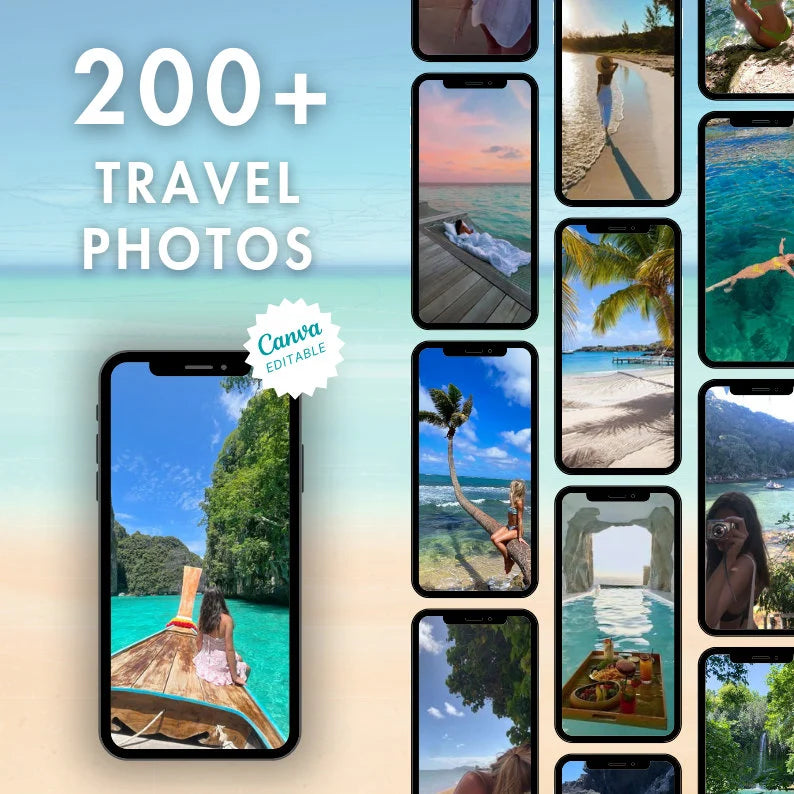 400+ Travel Reels Bundle | 200+ Videos + 200+ Photos | Canva Templates with PLR & MRR | Instant Download