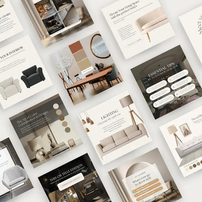 Interior Design Moodboard Templates | Canva Editable Posts | Modern Home Decor & Design Inspiration Bundle - Smoothy Home