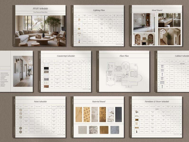 Interior Design Proposal + Presentation + FF&E Mega Bundle | Canva Editable Client Proposal Templates + E-Book - Smoothy Home