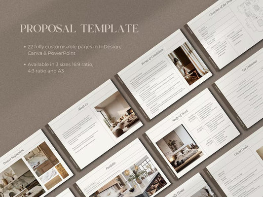 Interior Design Proposal + Presentation + FF&E Mega Bundle | Canva Editable Client Proposal Templates + E-Book - Smoothy Home