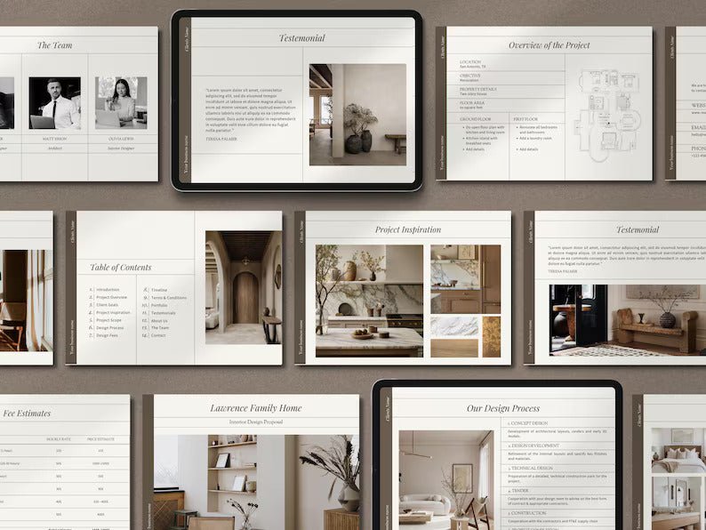Interior Design Proposal + Presentation + FF&E Mega Bundle | Canva Editable Client Proposal Templates + E-Book - Smoothy Home