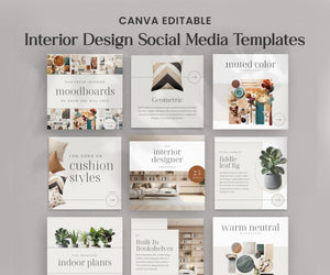 Interior Design Social Media Templates | Canva Editable Posts & Moodboards | Instagram & Pinterest Content for Designers - Smoothy Home