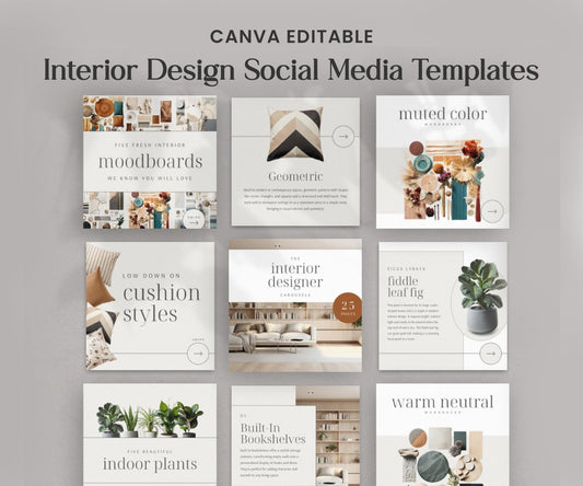 Interior Design Social Media Templates | Canva Editable Posts & Moodboards | Instagram & Pinterest Content for Designers - Smoothy Home