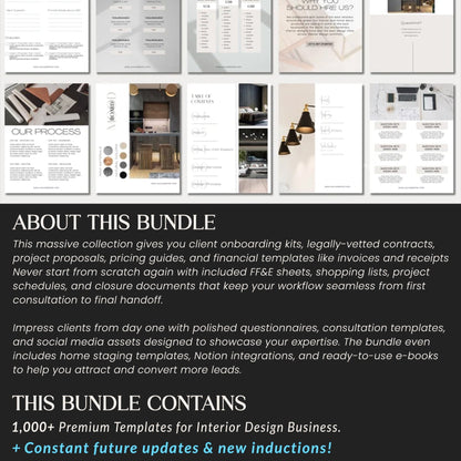 Interior Design Studio Full Business Starter Pack | Canva + Notion + Contracts + Proposals | Over $400 Value - Smoothy Home