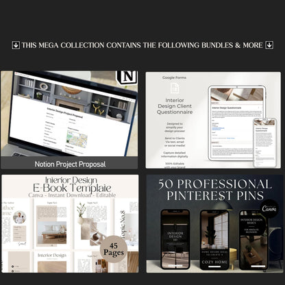 Interior Design Studio Full Business Starter Pack | Canva + Notion + Contracts + Proposals | Over $400 Value - Smoothy Home