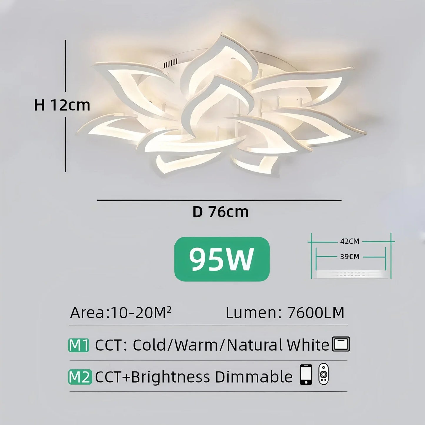 IRALAN Nordic Minimalist Ceiling Light With Remote Control Living Room Modern Creative Petal Design Ceiling Lamp Fixture Bedroom - Smoothy Home
