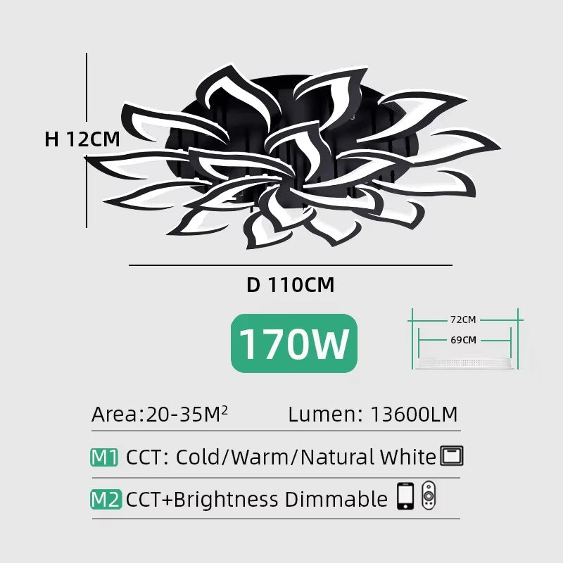 IRALAN Nordic Minimalist Ceiling Light With Remote Control Living Room Modern Creative Petal Design Ceiling Lamp Fixture Bedroom - Smoothy Home