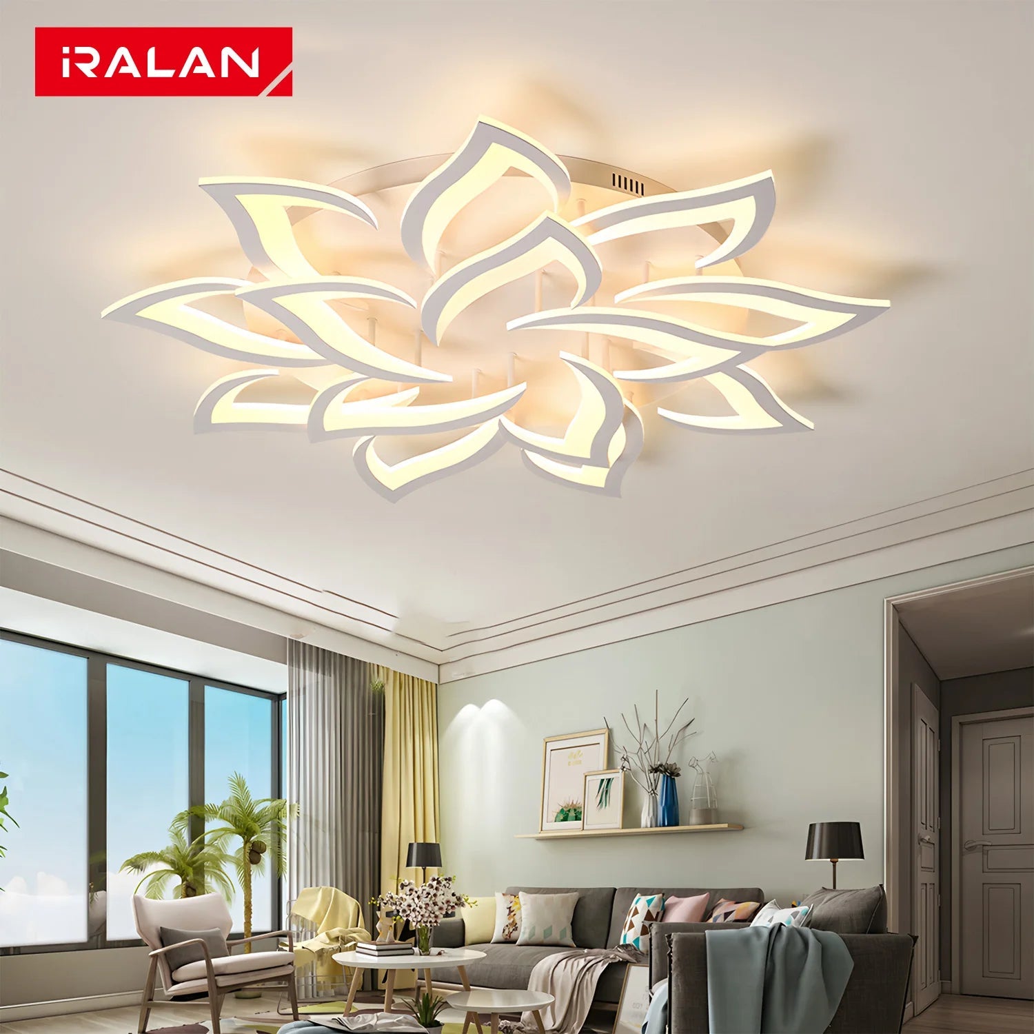 IRALAN Nordic Minimalist Ceiling Light With Remote Control Living Room Modern Creative Petal Design Ceiling Lamp Fixture Bedroom - Smoothy Home