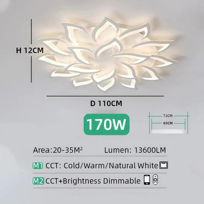 IRALAN Nordic Minimalist Ceiling Light With Remote Control Living Room Modern Creative Petal Design Ceiling Lamp Fixture Bedroom - Smoothy Home